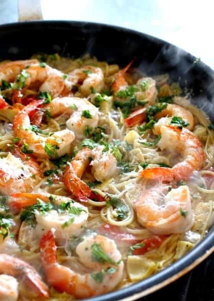 shrimp and pasta skillet