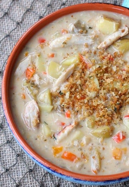 Crab Cake Chowder in bowl