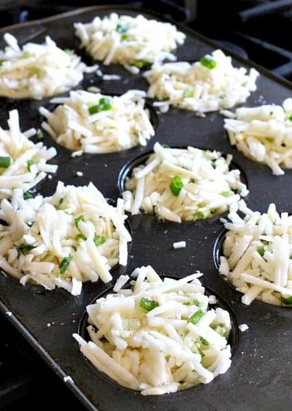 Parmesan Hash Brown Cups in muffin pan