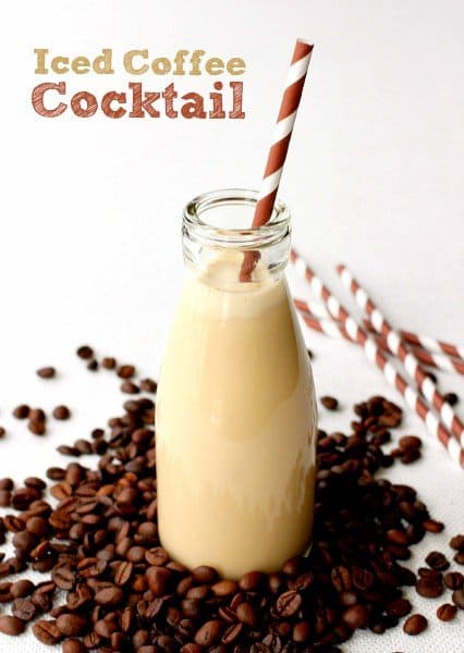 iced coffee cocktail with coffee beans