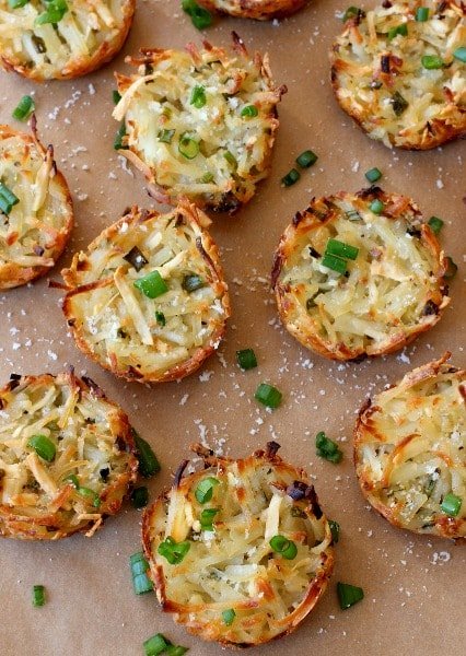 Parmesan Hash Brown Cups on parchment