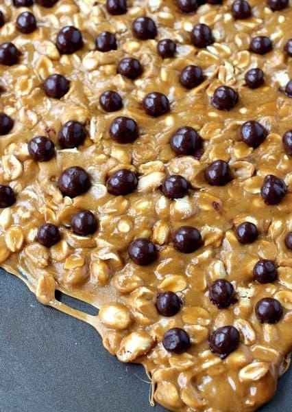 dove fruit peanut brittle in  pan