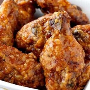 Whiskey Chicken Wings in a bowl
