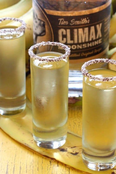 Climax Moonshine Banana Drops in a row