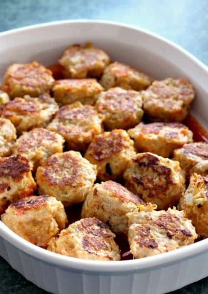 Chicken Enchilada Meatballs before baking