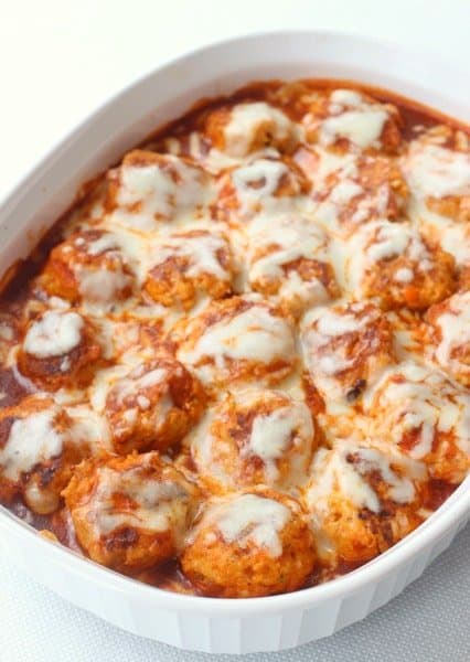 Chicken Enchilada Meatballs in dish