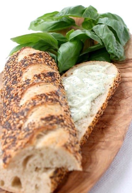 Garlic Basil Mayonnaise on bread