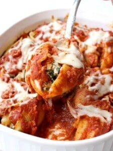 Italian Stuffed Shells in a baking dish