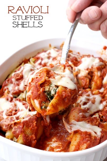 Spinach Stuffed Shells with meat and ricotta cheese