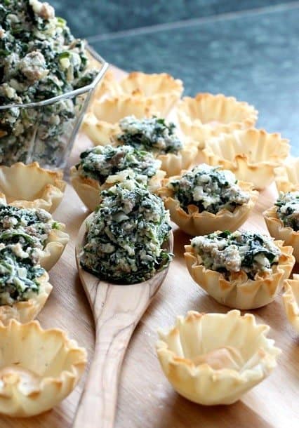 Spinach and Sausage Phyllo Cups process