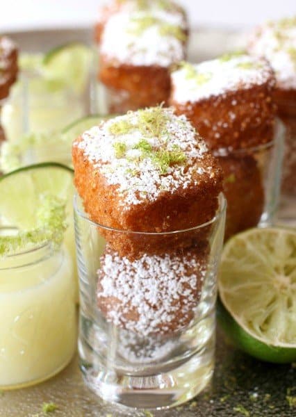 fried tequila cornbread in shot glasses