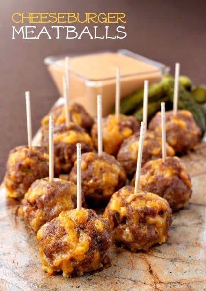 Cheeseburger Meatballs are a ground beef appetizer recipe that cook in 15 minutes