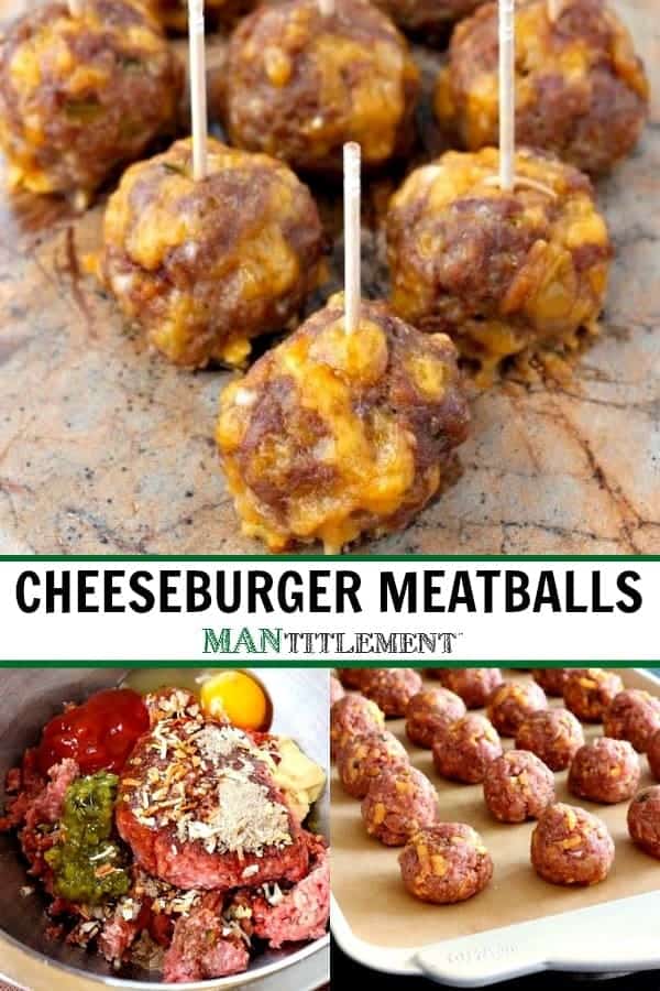 cheeseburger meatballs collage for pinterest