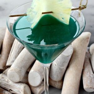 Seven Seas Martini is a martini recipe made with blue curacao