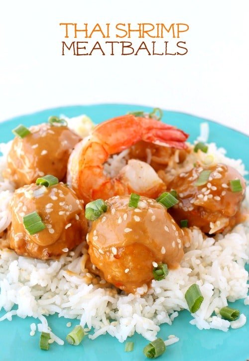 shrimp meatballs with spicy peanut sauce