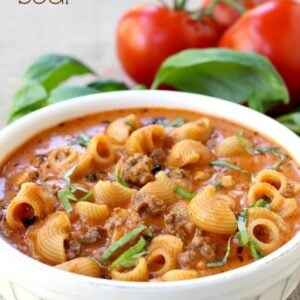 Beefy Tomato Soup is a total comfort dinner, full of pasta and beef in a creamy tomato broth!