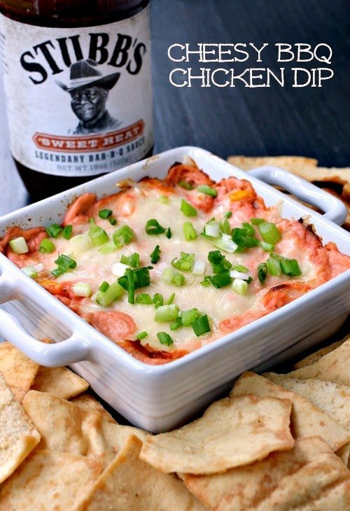 Cheesy BBQ Chicken Dip with sauce
