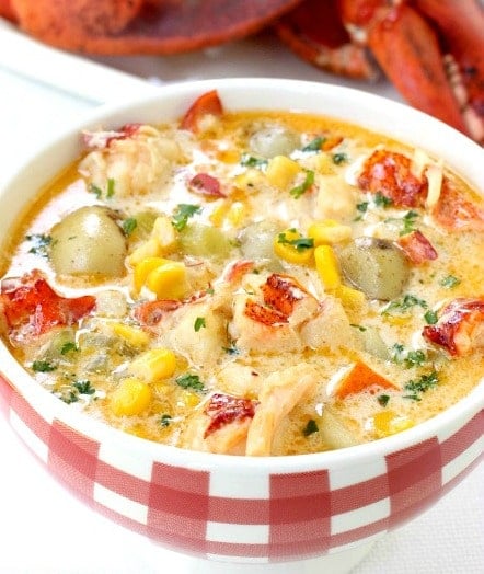 Lobster and Corn Chowder in a bowl