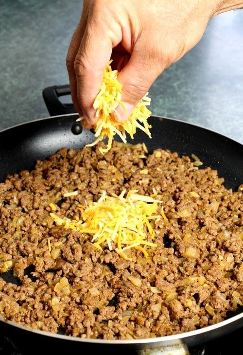 Beef and cheese filling for taco ravioli