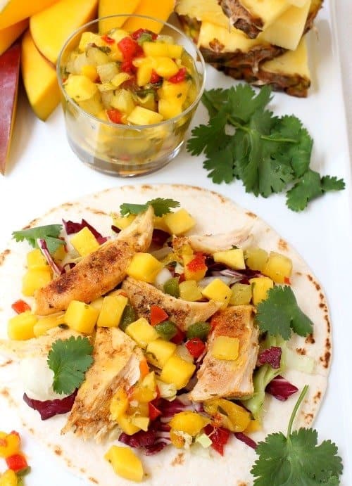 Tropical Chicken Tacos on board