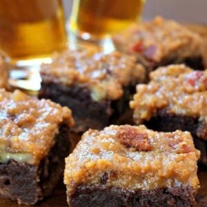 brownies in a plate with whiskey shots