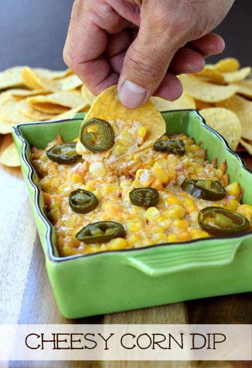 Cheesy Corn Dip dip with chip