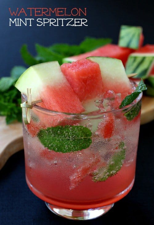 A Watermelon Vodka Cocktail is a refreshing drink that's great for sipping on a warm day! watermelon-mint-spritzer-hero
