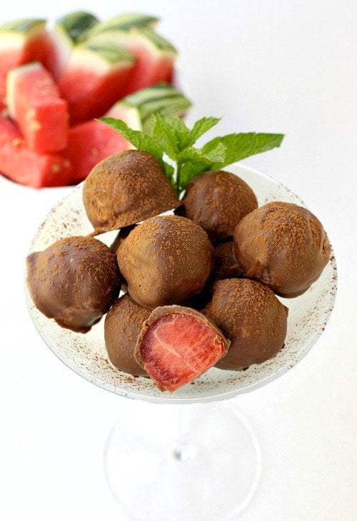 Watermelon Tequila Truffles in bowl