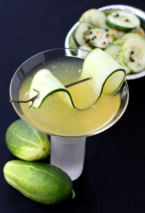 Cucumber Gin Martini with garnish