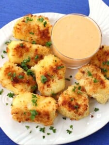 Plate with homemade fish nuggets that are better than fish sticks