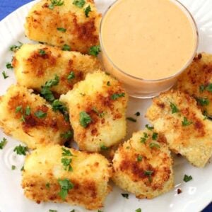 Plate with homemade fish nuggets that are better than fish sticks