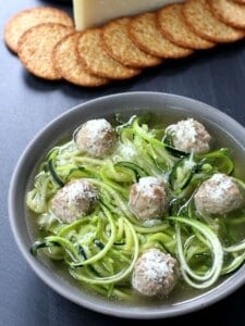 Italian Meatball Soup with zoodles