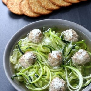 Italian Meatball Soup with zoodles