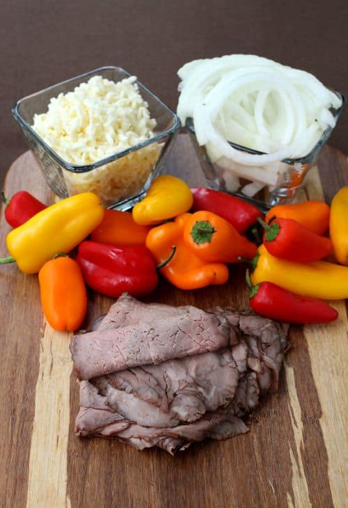 roast beef and peppers with cheese to make stuffed peppers