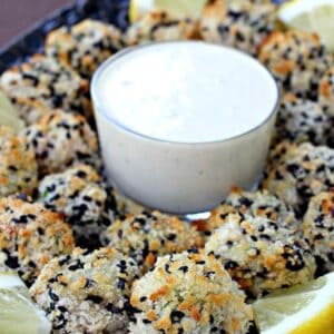 shrimp balls with aioli for dipping