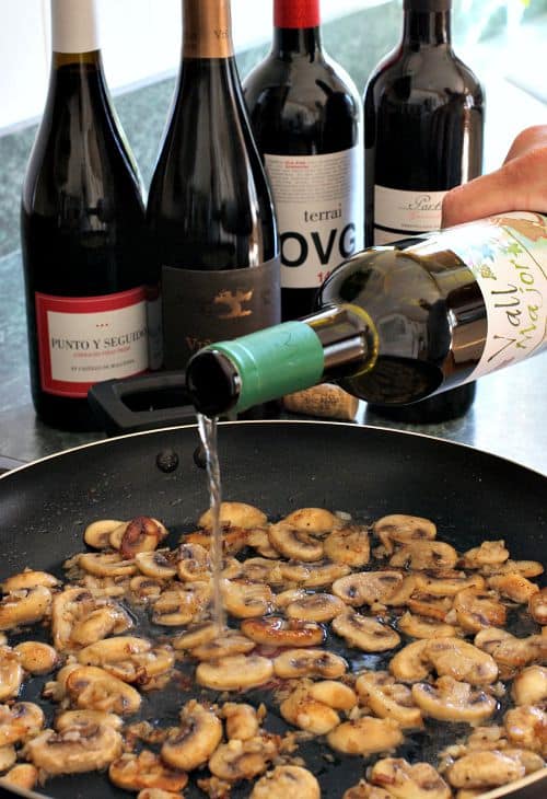 Make this delicious Shrimp with Cream Sauce for a dinner party or a date night at home! Anyone will be impressed with this delicious shrimp dinner! Shrimp Toast with Cream Sauce mushrooms in pan