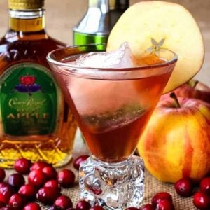 Crown Royal Apple cocktail in a glass with an apple slice