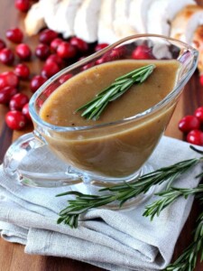 homemade turkey gravy with fresh rosemary