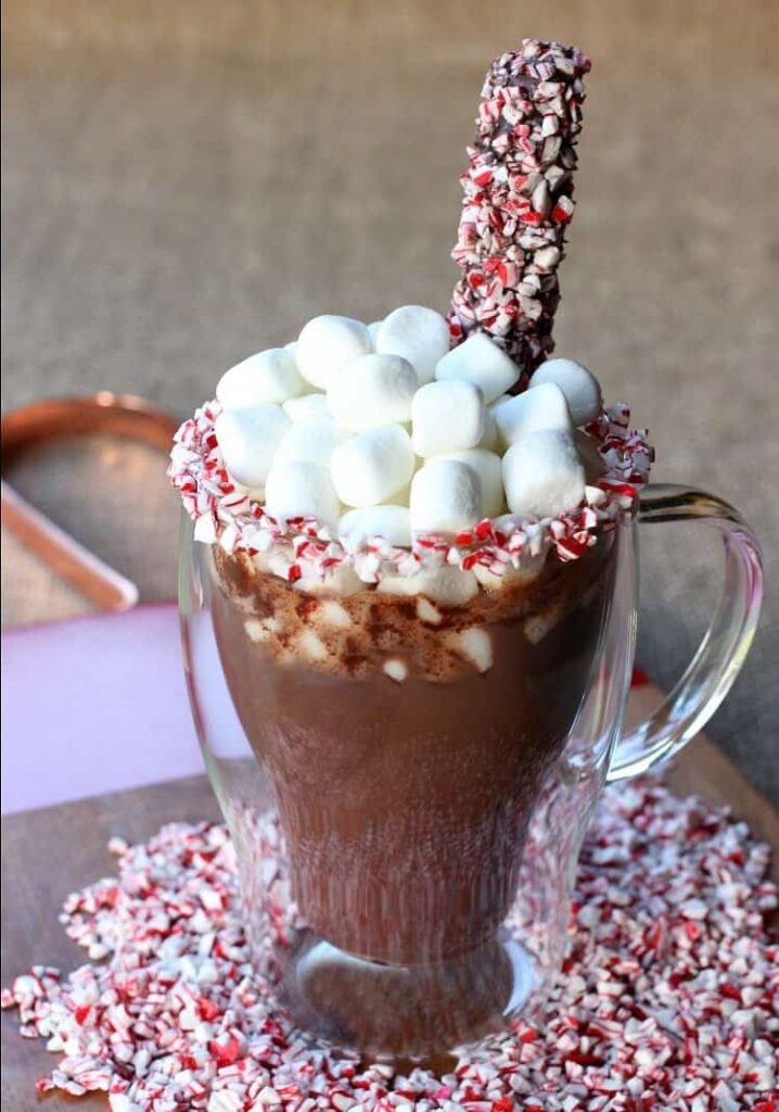 Bulleit Peppermint Hot Chocolate with garnish