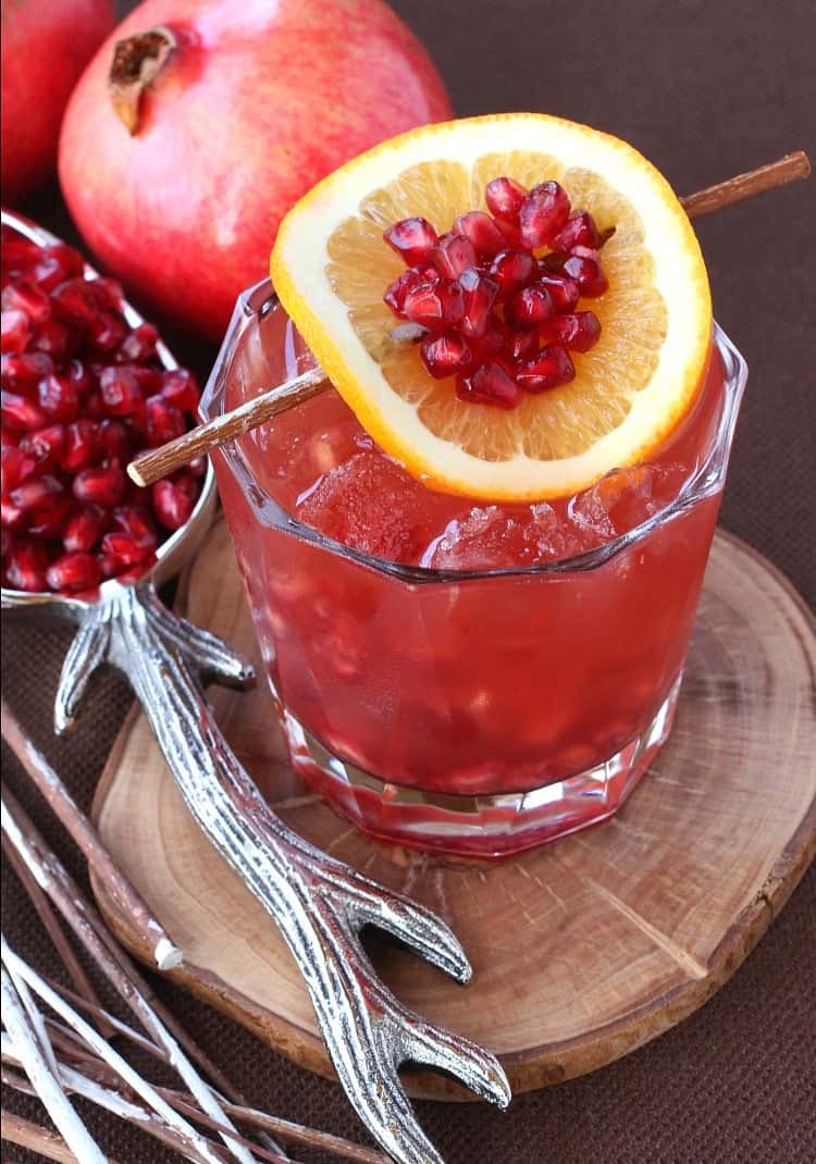 Pomegranate old fashioned with garnish