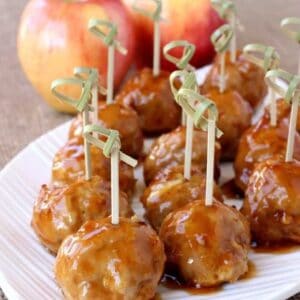 Turkey Apple Meatballs with Whiskey Glaze