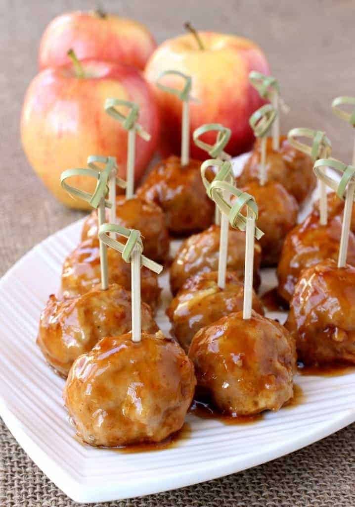 Turkey Apple Meatballs with Whiskey Glaze