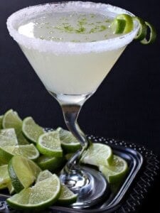 Lime Drop Martini recipe with black background