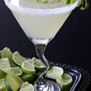 Lime Drop Martini recipe with black background