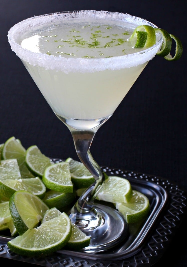 Lime Drop Martini with limes on plate