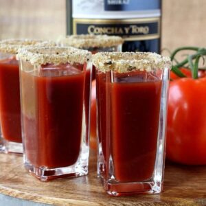 shooters made with wine and bloody Mary mix