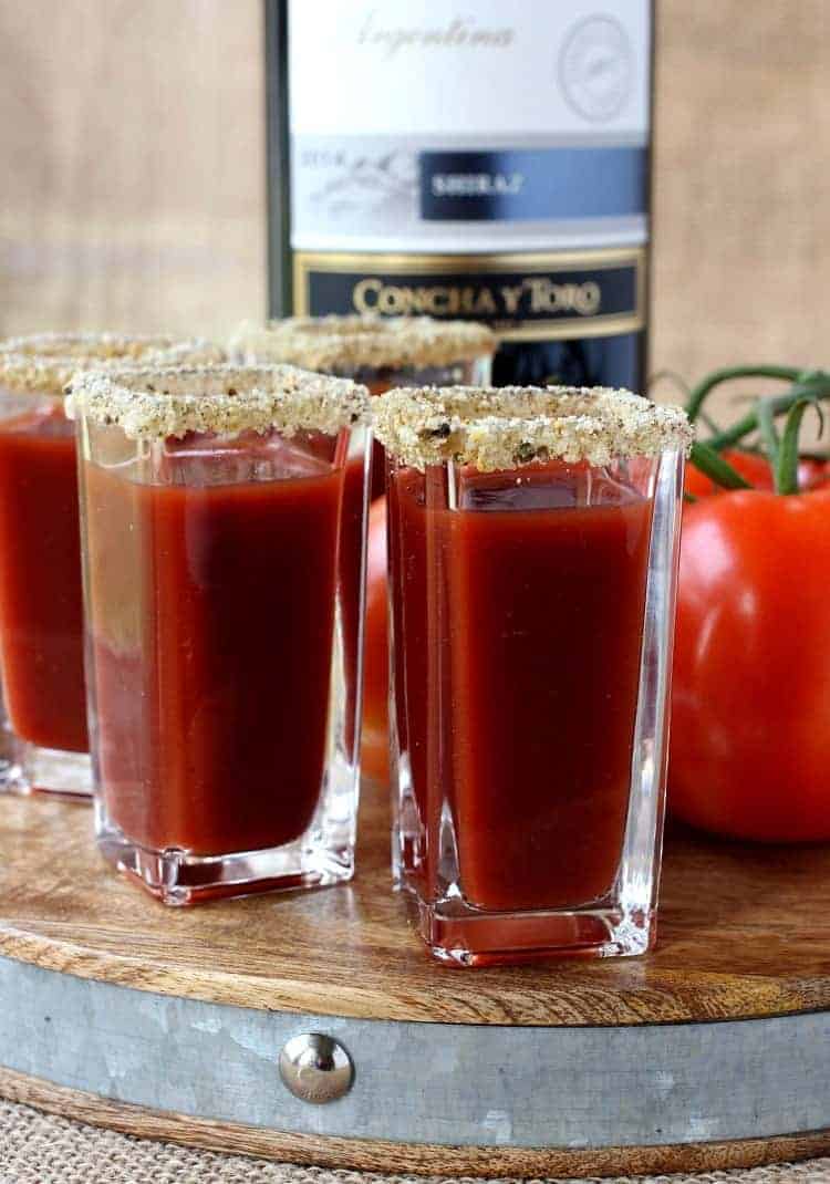 shooters made with wine and bloody Mary mix