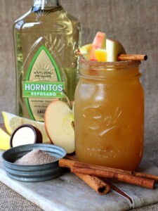 apple cider margarita in mason jar glass