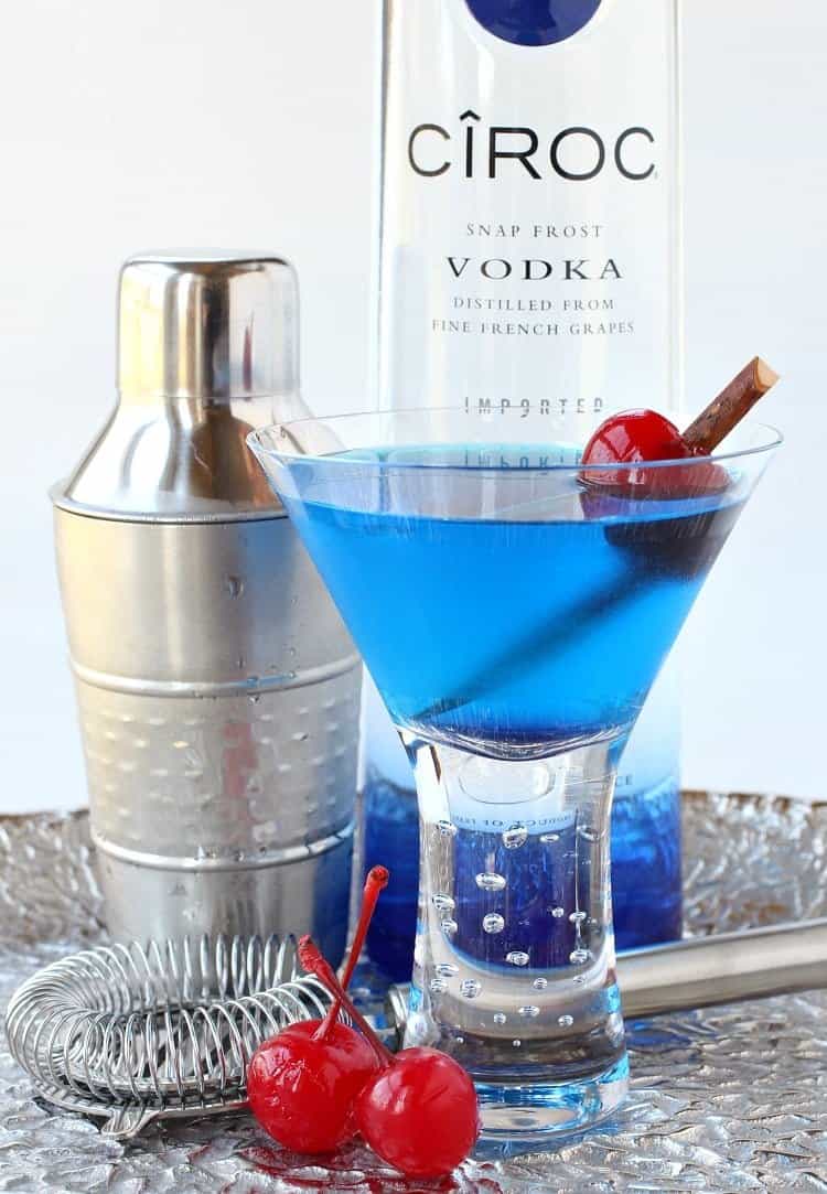 Blue Heaven Martini | A Blue Curaçao Vodka Martini Recipe