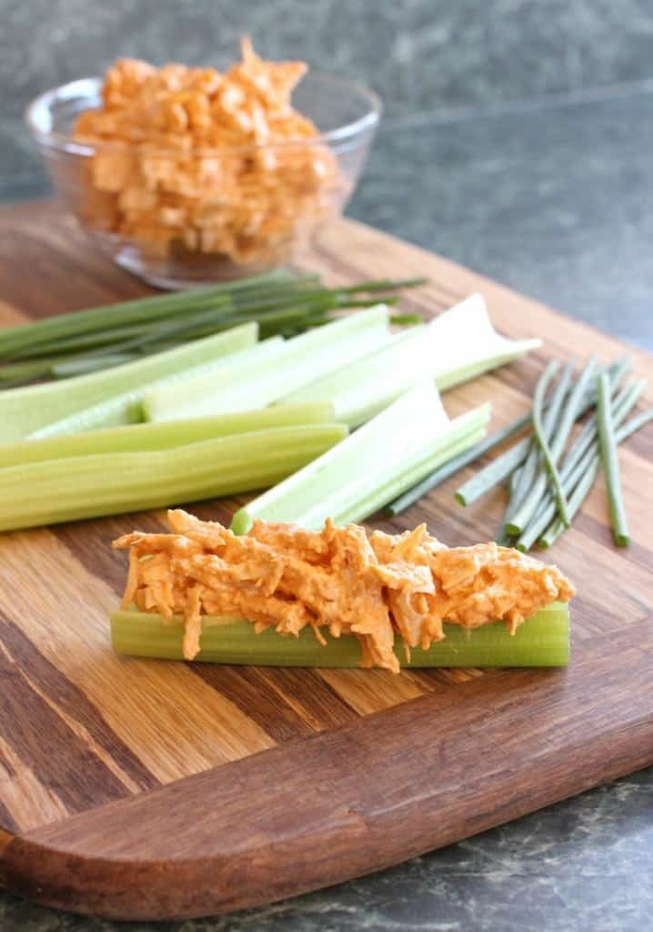 Buffalo Chicken Celery Sticks are the perfect low carb snack recipe